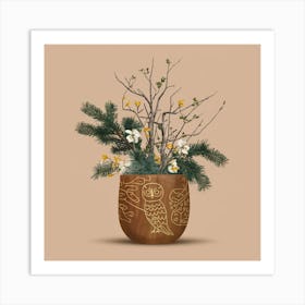 Owl In A Pot 4 Art Print