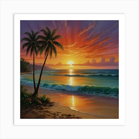 Sunset At The Beach 3 Art Print