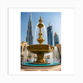 Fountain In Dubai Art Print