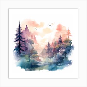 Watercolor Landscape Painting 1 Art Print