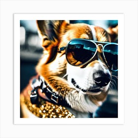 Corgi Wearing Sunglasses 15 Art Print