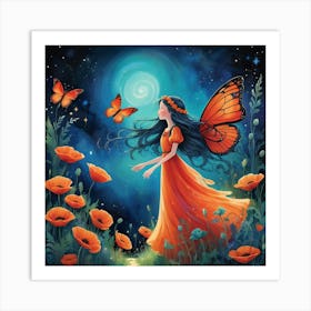 Fairy In A Field Of Poppies Art Print