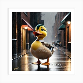 Ducky In The Rain Art Print