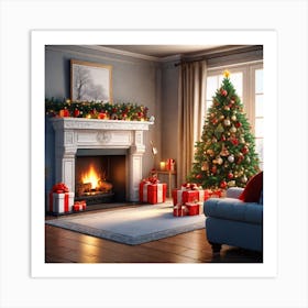 Christmas Tree In Living Room 6 Art Print