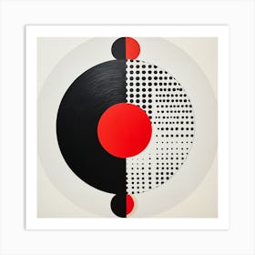Abstract Geometric. Black and Red Circles and Dots Art Print