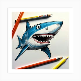 Shark Drawing 11 Art Print