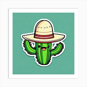 Mexico Cactus With Mexican Hat Sticker 2d Cute Fantasy Dreamy Vector Illustration 2d Flat Cen (15) Art Print