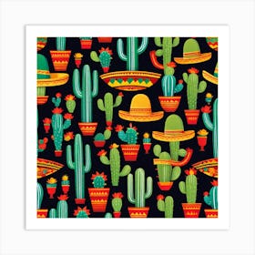 Mexican Cactus Pattern 11 Art Print