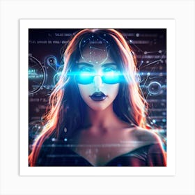 Futuristic Woman With Futuristic Technology Art Print