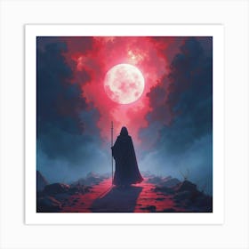 Soul Warrior Fighting Dark Shadows In A Vibrant Watercolor Void 1 Art Print