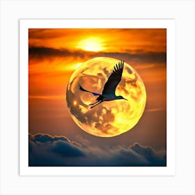 Bird flying sunset Art Print