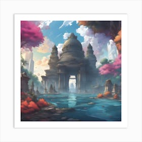 Temple In The Forest Art Print