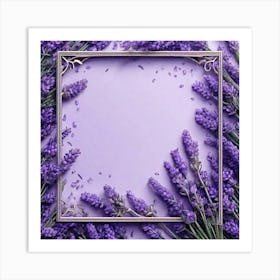 Frame Created From Lavender On Edges And Nothing In Middle Ultra Hd Realistic Vivid Colors Highl Art Print