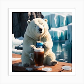 Polar Bear With Beer Art Print