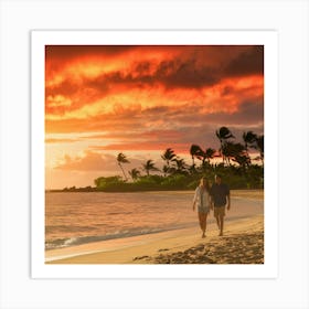 Sunset On The Beach 1 Art Print