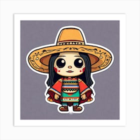 Mexican Pancho Sticker 2d Cute Fantasy Dreamy Vector Illustration 2d Flat Centered By Tim Bu (2) Art Print