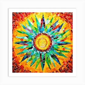 Mosaic Sun A Sun Created From A Mosaic Of Small Tiles 17 Art Print