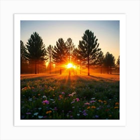 Sunrise In A Field Art Print