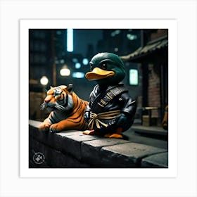 Kung Fu Duck And Tiger Art Print