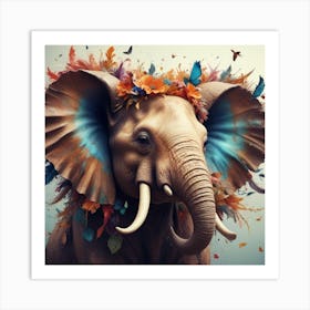 Elephant’s Autumn Symphony Art Print