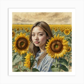 Sunflower Girl 1 Art Print