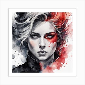 A Womens Pain Expressive Visual - Watercolor Portrait Art Print