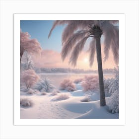 Digital Oil, Bee Wearing A Winter Coat, Whimsical And Imaginative, Soft Snowfall, Pastel Pinks, Blue Art Print