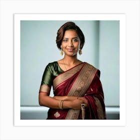 Firefly Confident Indian Businesswoman In Modern Saree With Styled Short Hair 63565 (1) Art Print