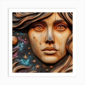 Wood Carving Of A Woman 1 Art Print