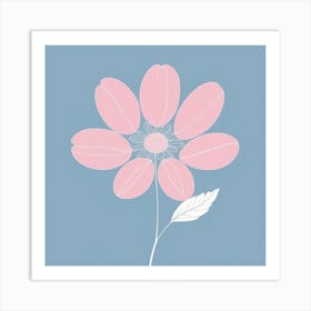 A White And Pink Flower In Minimalist Style Square Composition 29 Art Print