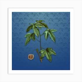 Vintage American Sweetgum Botanical on Bahama Blue Pattern n.1299 Art Print