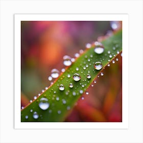 Water Droplets On A Leaf Art Print