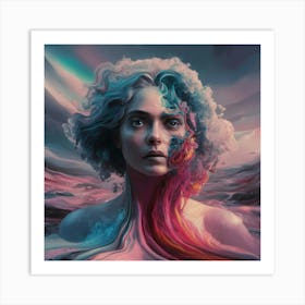 Woman With Colorful Hair Art Print