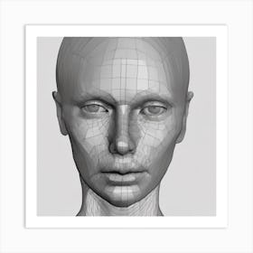 3d Model Of A Woman'S Head Art Print