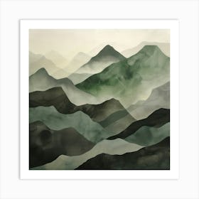 Japanese Watercolour Of Mount Fuji 4 Art Print