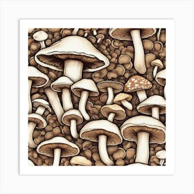 Mushroom Seamless Pattern Art Print