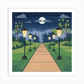 Night In The Park Art Print