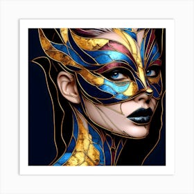 Girl In Masquerade - Stain Glass Inlay - 1 Of 6 Art Print