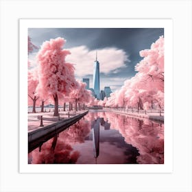 Pink Trees In New York City Art Print