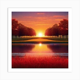 Sunset Over A Lake 11 Art Print