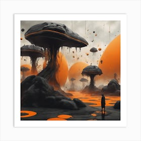 Man Standing In Front Of A Mushroom Art Print