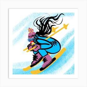 Ski Girl Square Art Print