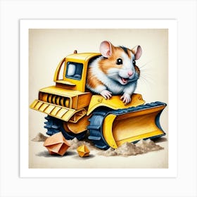 Hamster In Bulldozer 1 Art Print