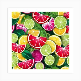 Seamless Pattern Of Citrus Slices Art Print