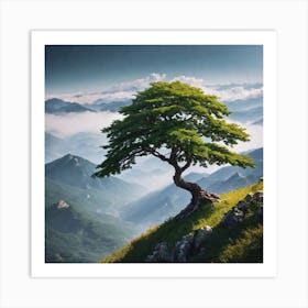 Lone Tree In The Mountains Art Print