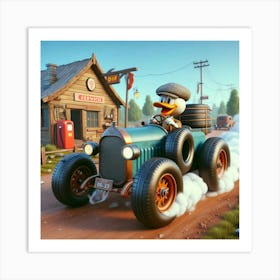 Donald Duck In A Car 4 Art Print