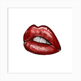 Red Lips, Drawing Art Print