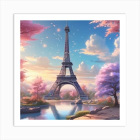 Eiffel Tower Magical Landscape 4 Art Print