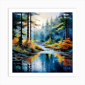 Watercolor Landscape Spiritual Abstraction Superior National Forest Art Print