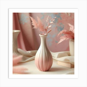 Pink Vase With Flowers Art Print